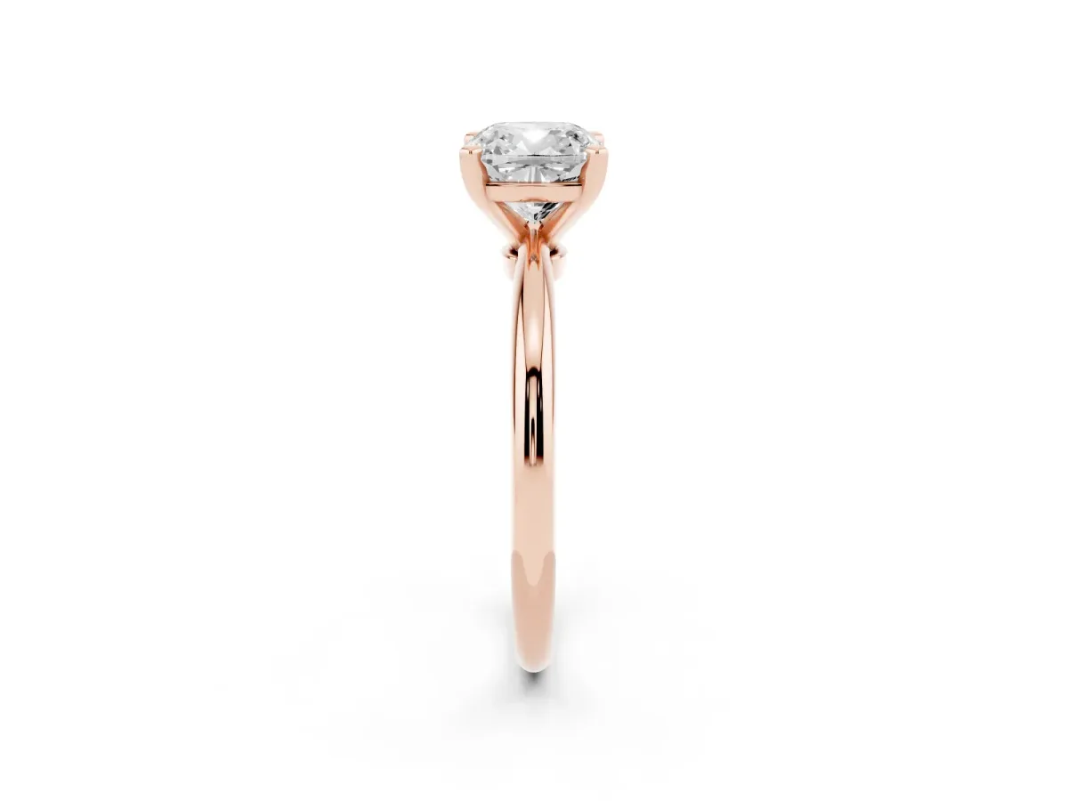 Cushion Cut Diamond Solitaire Ring with Prong Setting and Classic Band Rose gold