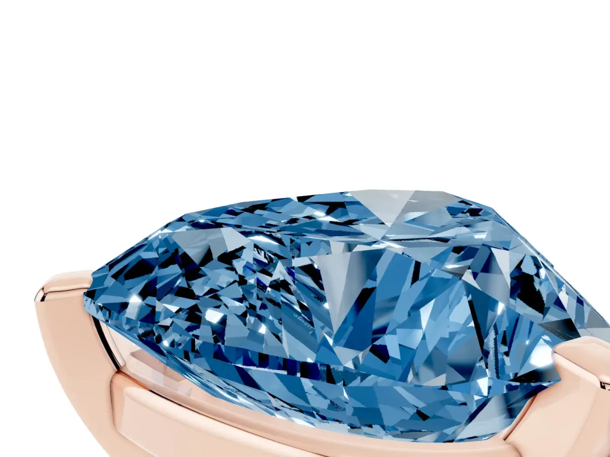 Fancy Blue Heart Cut Diamond Solitaire Ring with Prong Setting and Classic Band Rose gold