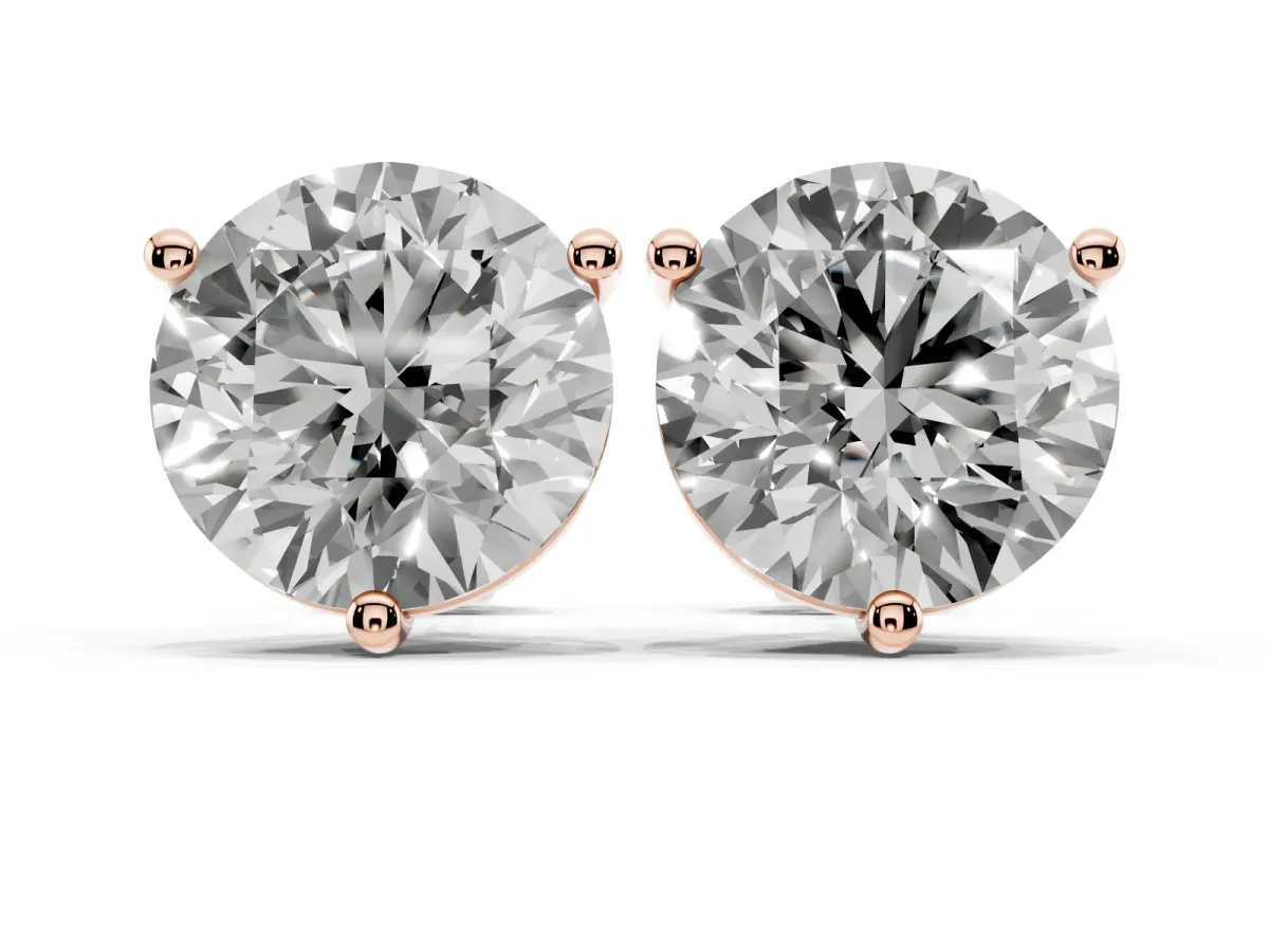 Round Brilliant Diamond Martini Stud Earrings Rose gold