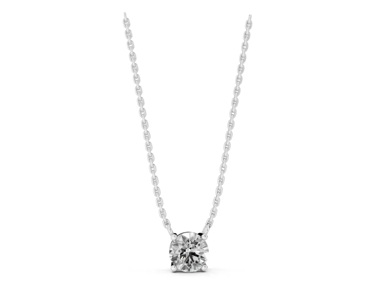 Round Solitaire Pendant with Four-Prong Basket Setting Silver