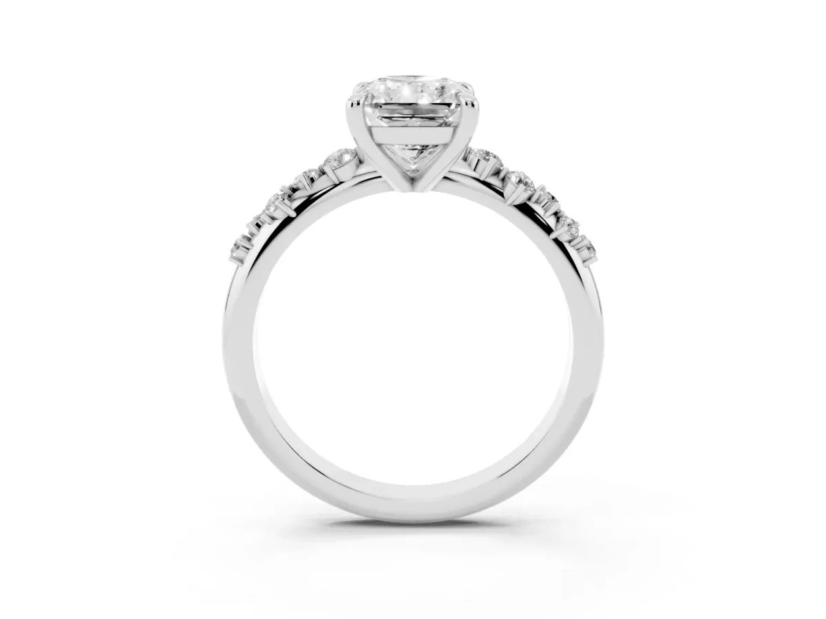 Radiant Cut Cut Diamond Vine Band with Four-Prong Setting Platinum