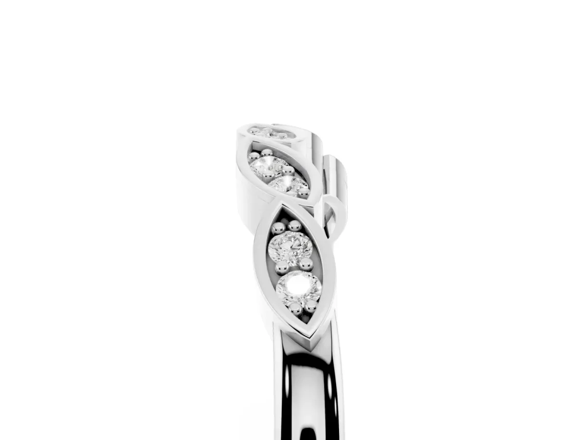 Marquise Diamond Leaf Eternity Band with Bezel Setting White gold