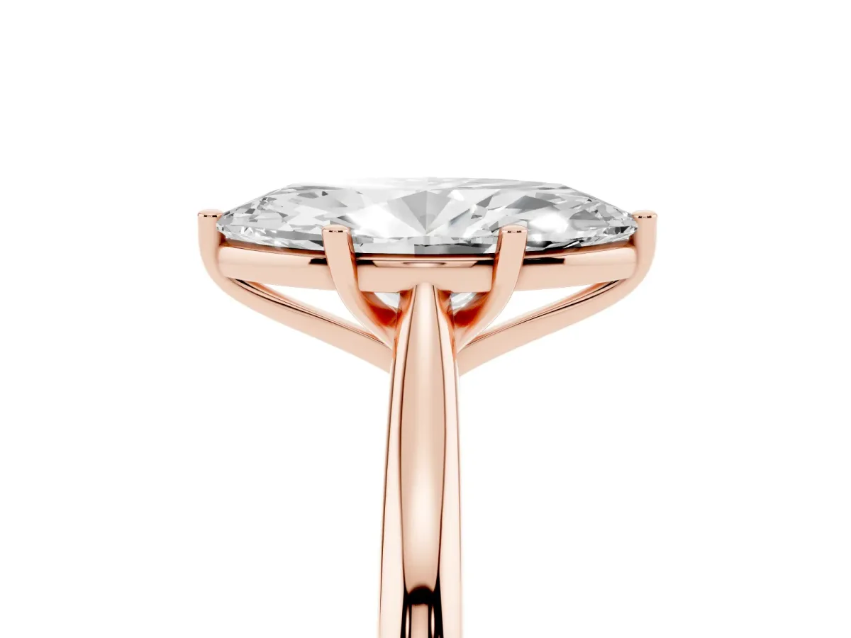 Marquise Cut Cut Solitaire Ring with Cathedral Band and Four-Prong Setting Rose gold