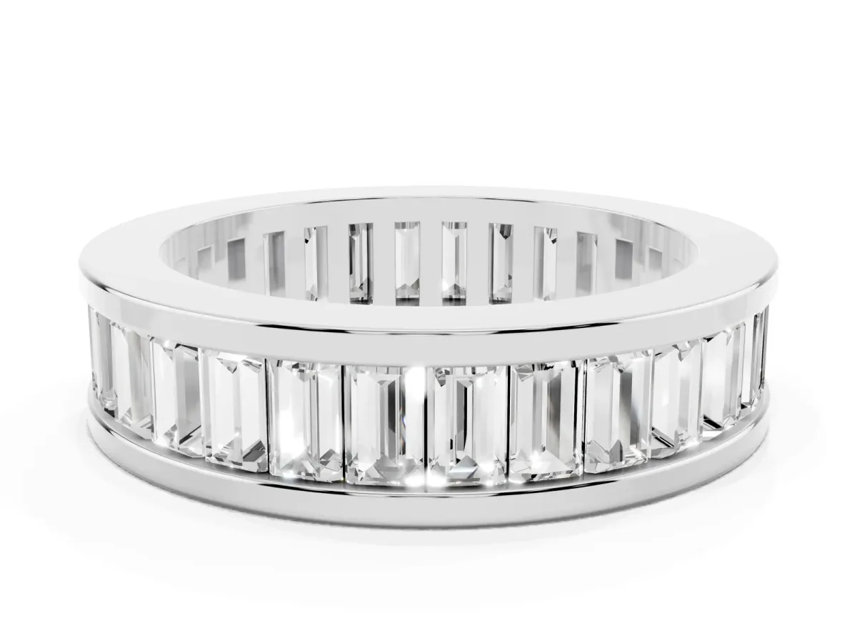 baguette Cut eternity band with channel set Silver