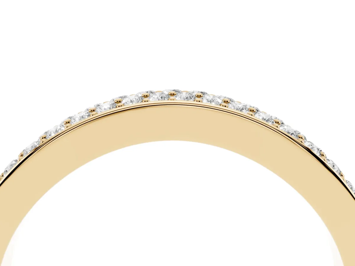 Pavé Round Diamond Contour Band Yellow gold