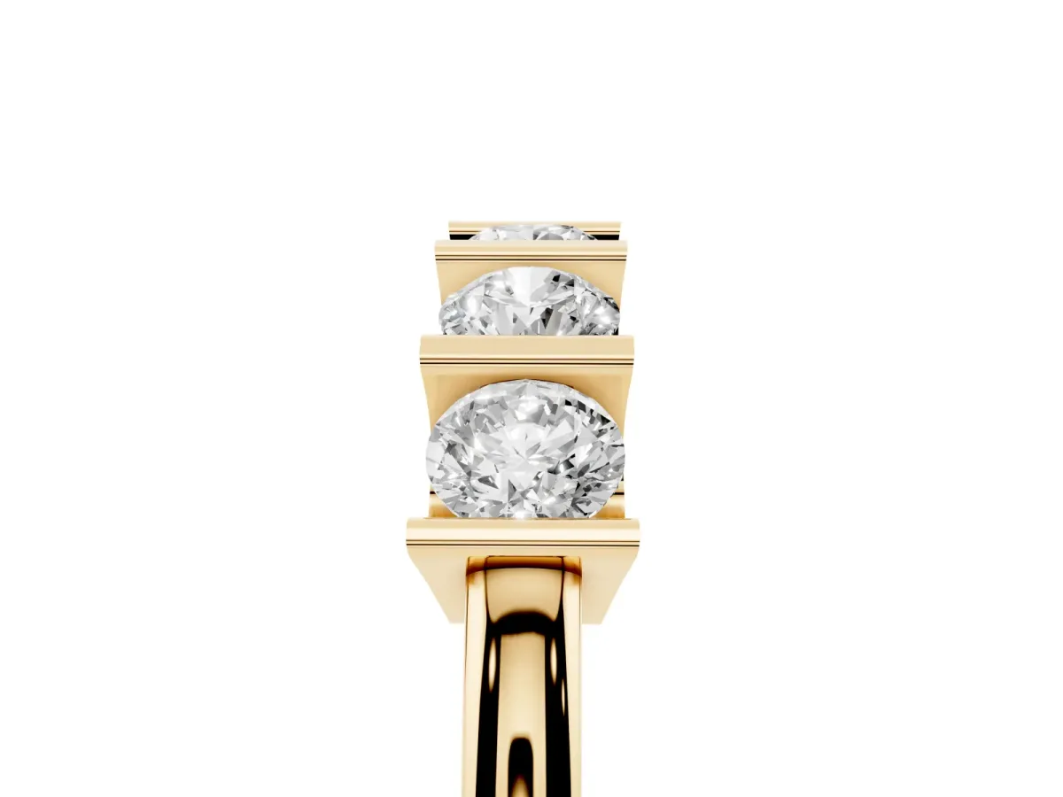 Channel-Set Round Diamond Five-Stone Band Yellow gold