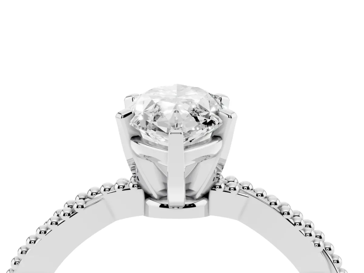 Marquise Cut Solitaire Twisted Band with Bead Prong Setting Silver