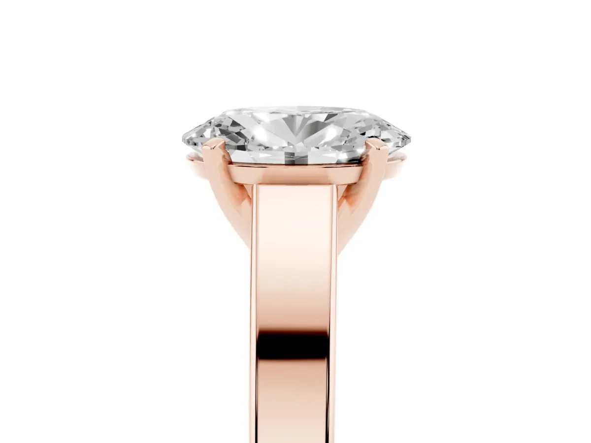 Oval Cut Solitaire Engagement Ring with Four-Prong Setting and Tapered Band Rose gold