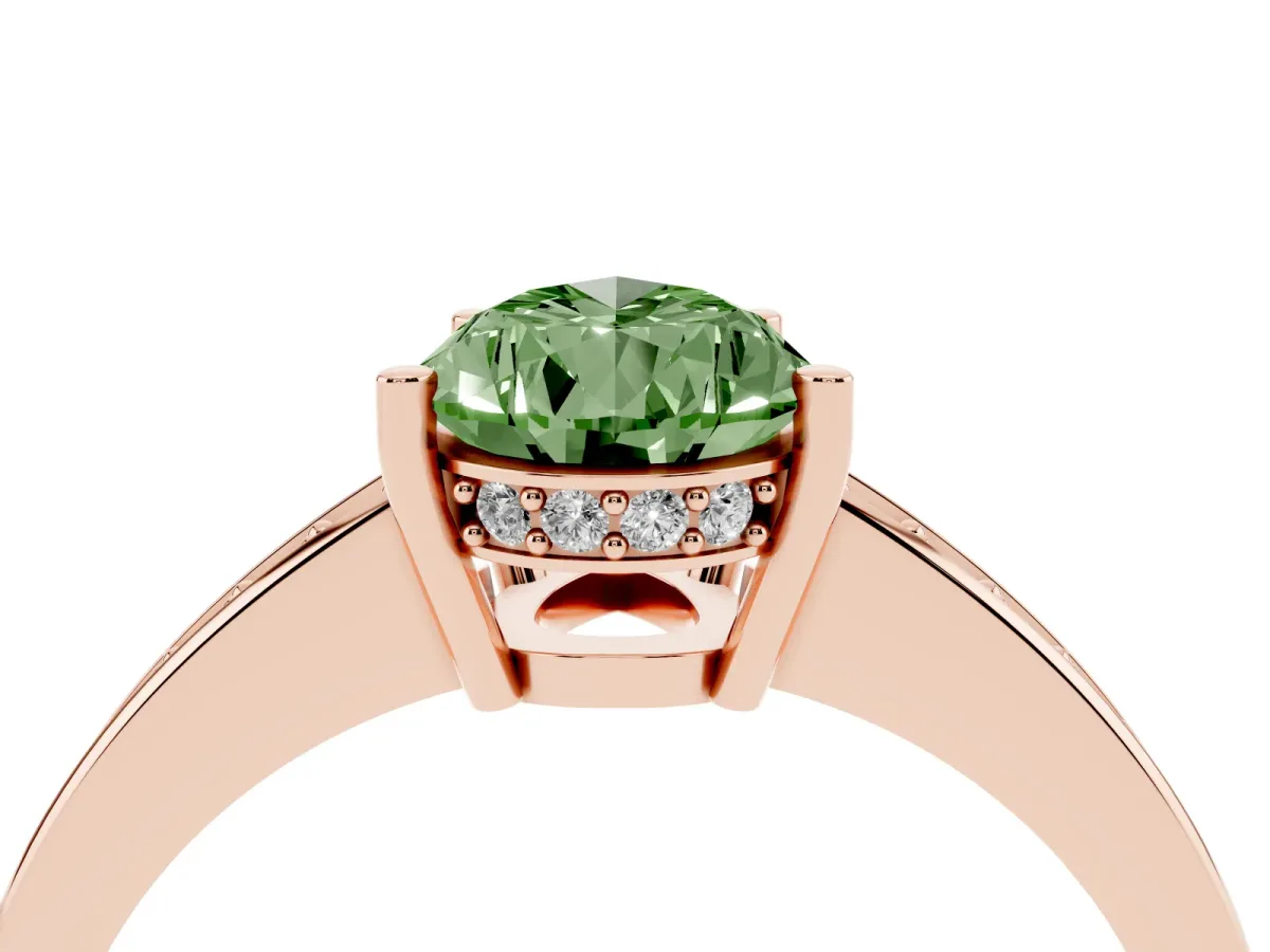 Fancy Green Pear Cut Solitaire Pavé Band Prong Setting Ring Rose gold