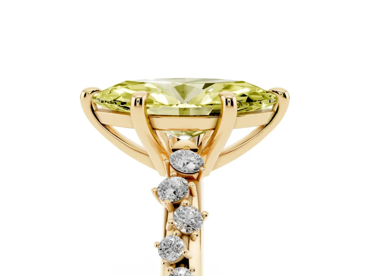 Fancy Yellow Marquise Cut Cut Diamond Vine Band with Four-Prong Setting Yellow gold
