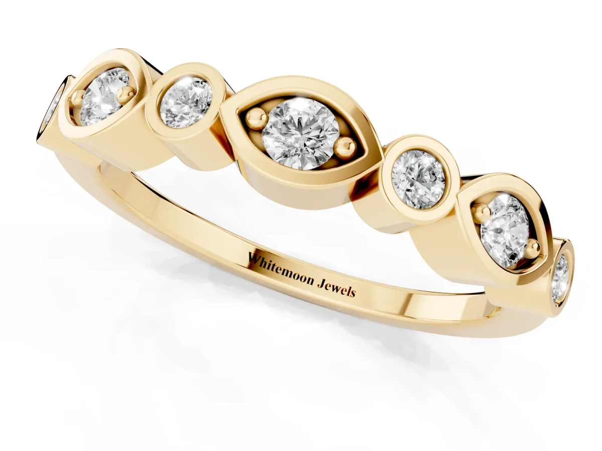 Bezel Set Mixed Shape Diamond Eternity Band Yellow gold