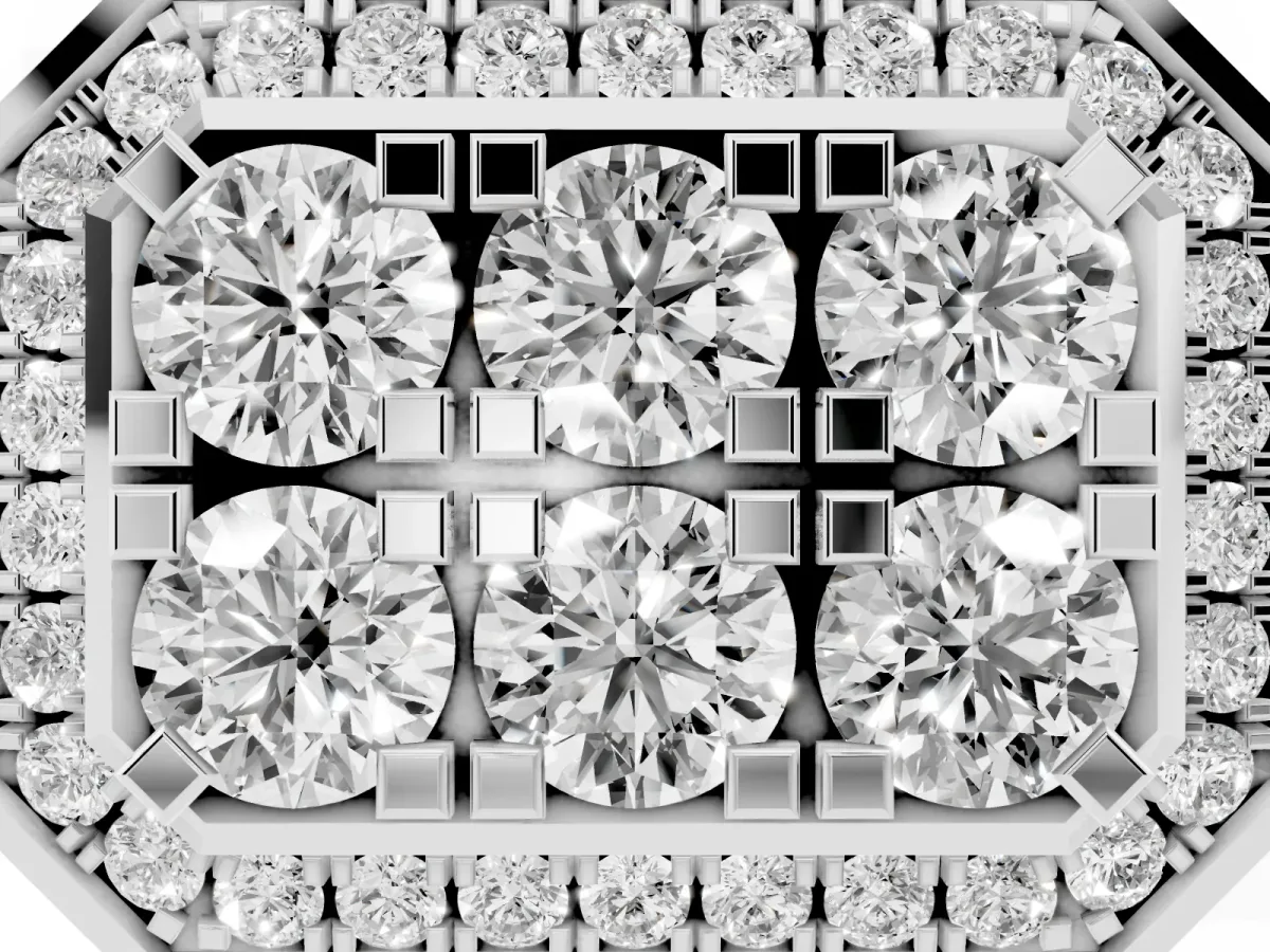 Round Diamond Cluster Halo Mens Ring Platinum