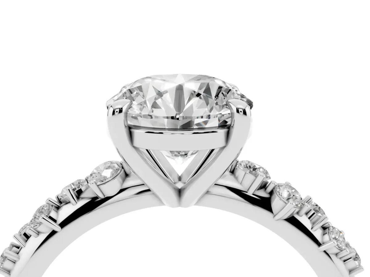 Round Cut Cut Diamond Vine Band with Four-Prong Setting Silver