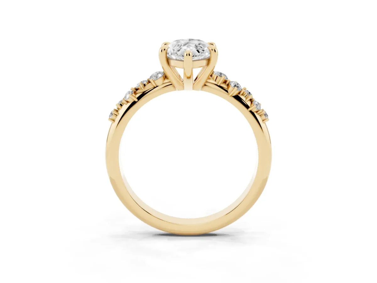 Marquise Cut Cut Diamond Vine Band with Four-Prong Setting Yellow gold