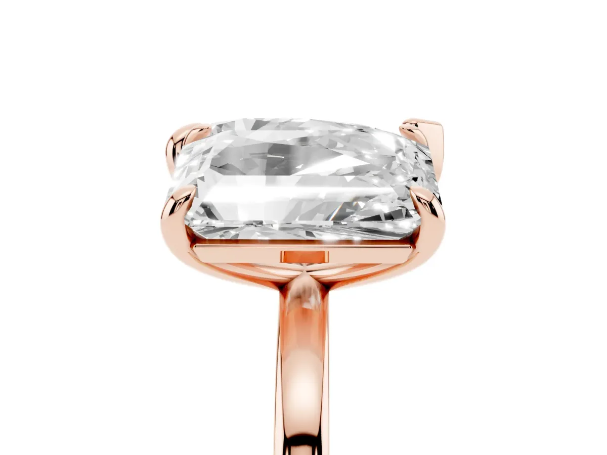 Pear and Radiant Toi Moi Ring with Prong Setting and Plain Band Rose gold
