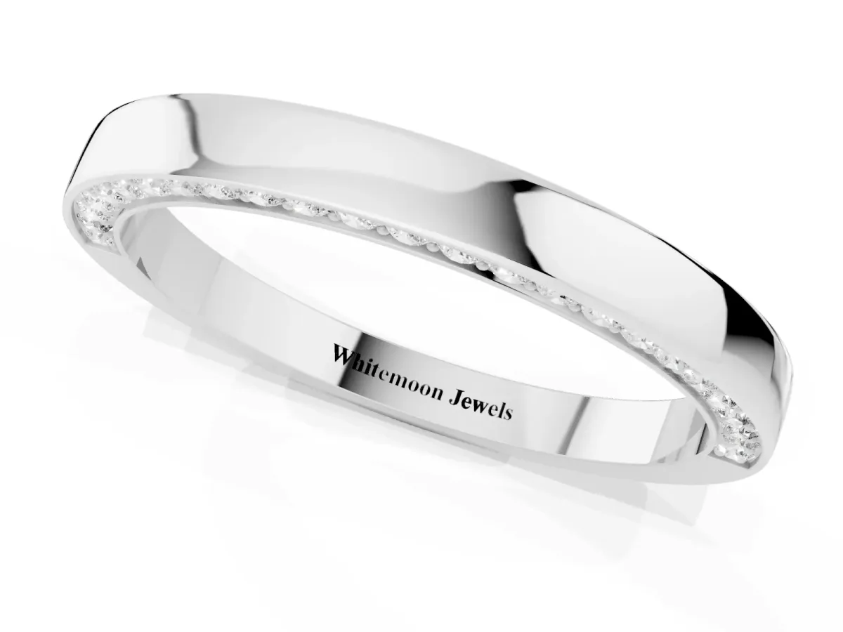 Pavé Round Diamond Channel Set Band White gold