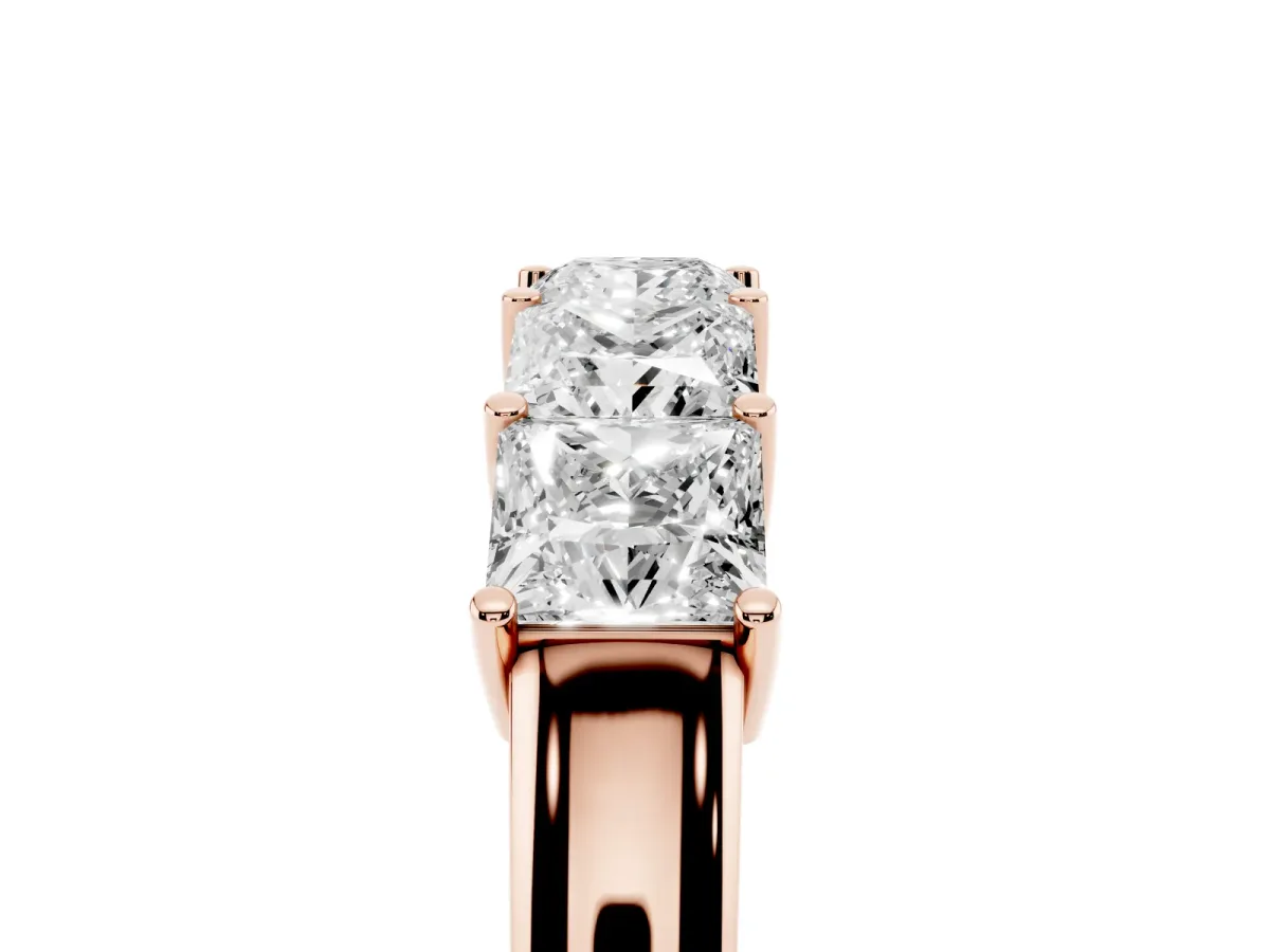Princess Cut Five-Stone Diamond Band with Prong Setting Rose gold