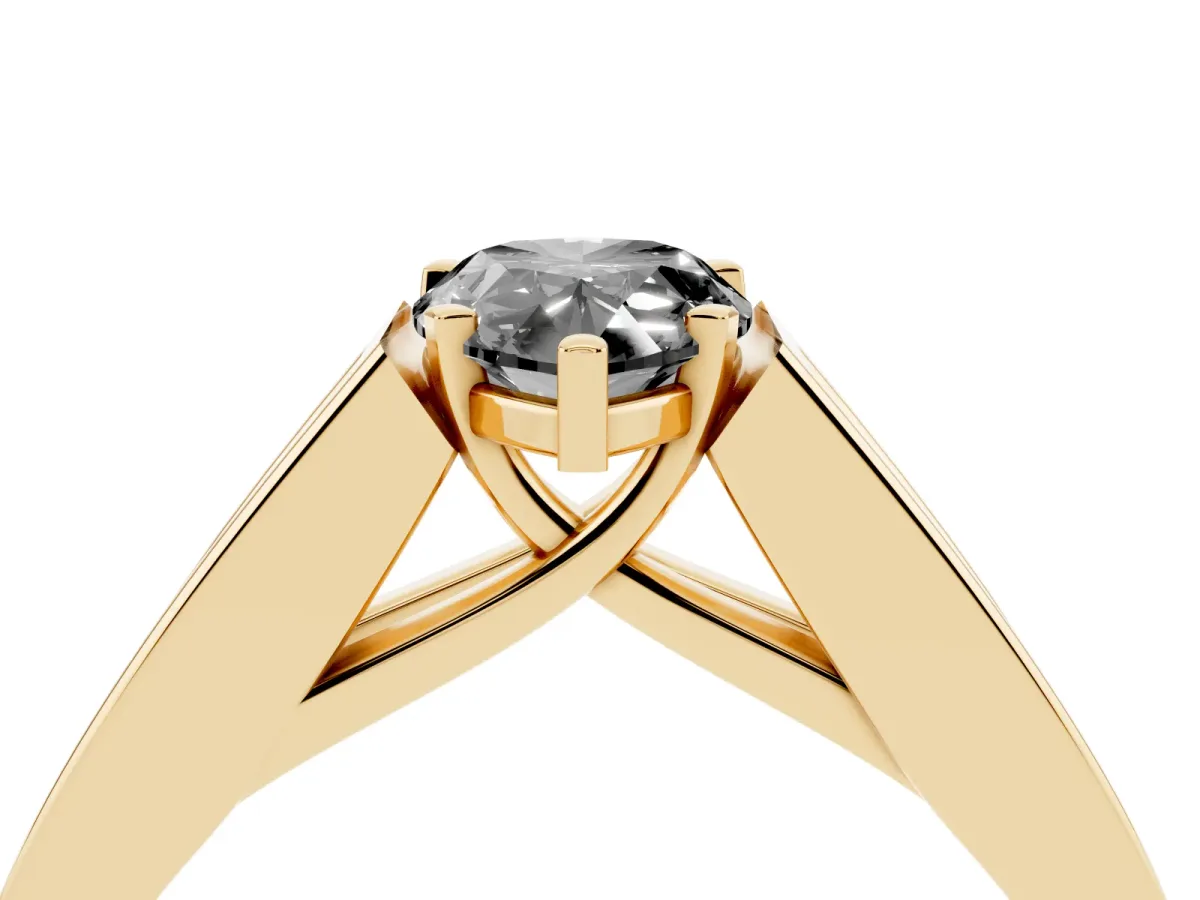 Fancy Black Pear Cut Cut Channel Set Solitaire Ring with Four-Prong Setting Yellow gold