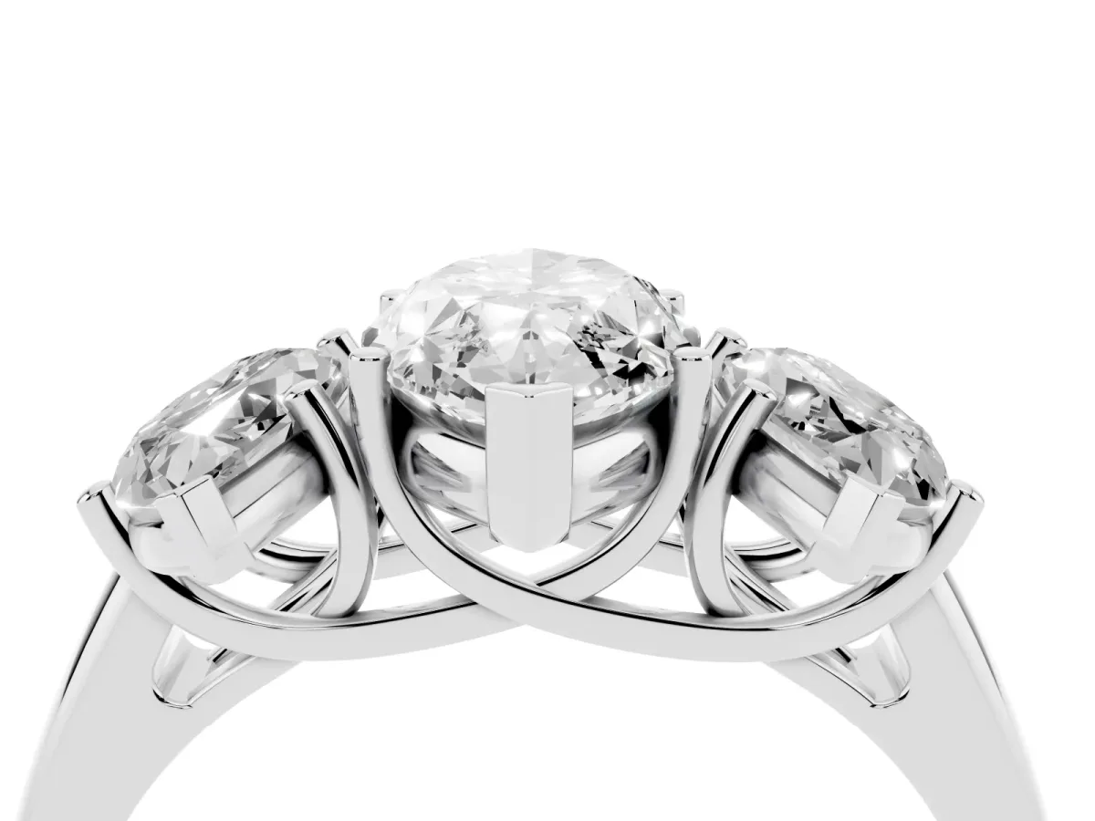 Three-Stone Marquise Cut Diamond Engagement Ring with Prong Setting White gold