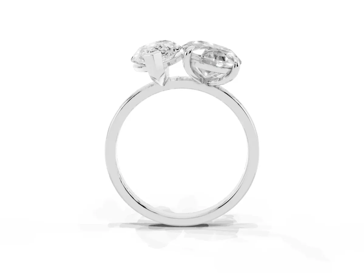 Oval and Marquise Toi Moi Ring with Prong Setting and Plain Band Platinum