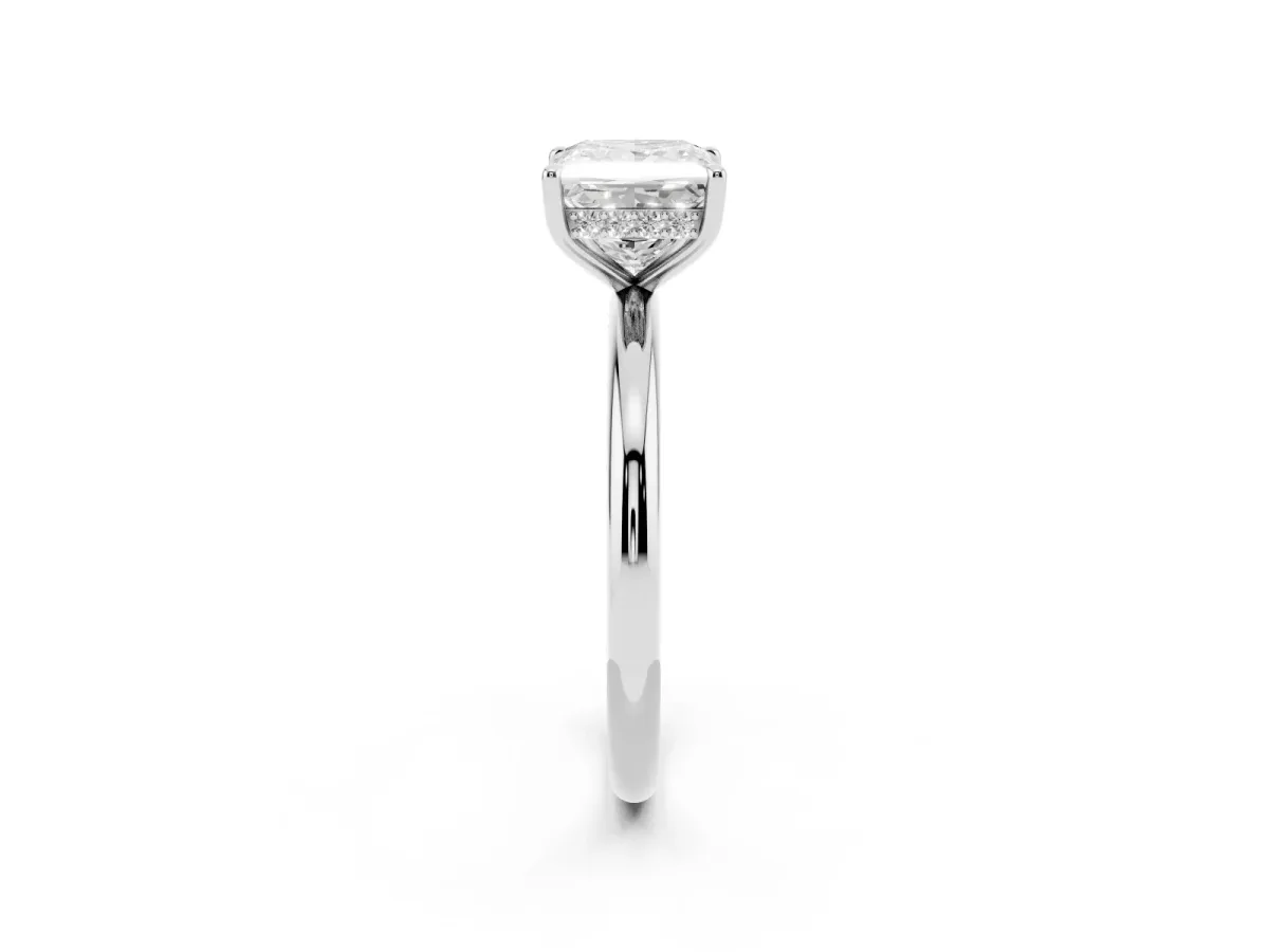 Princess Cut Diamond Solitaire Ring with Thin Band and Four-Prong Setting Silver
