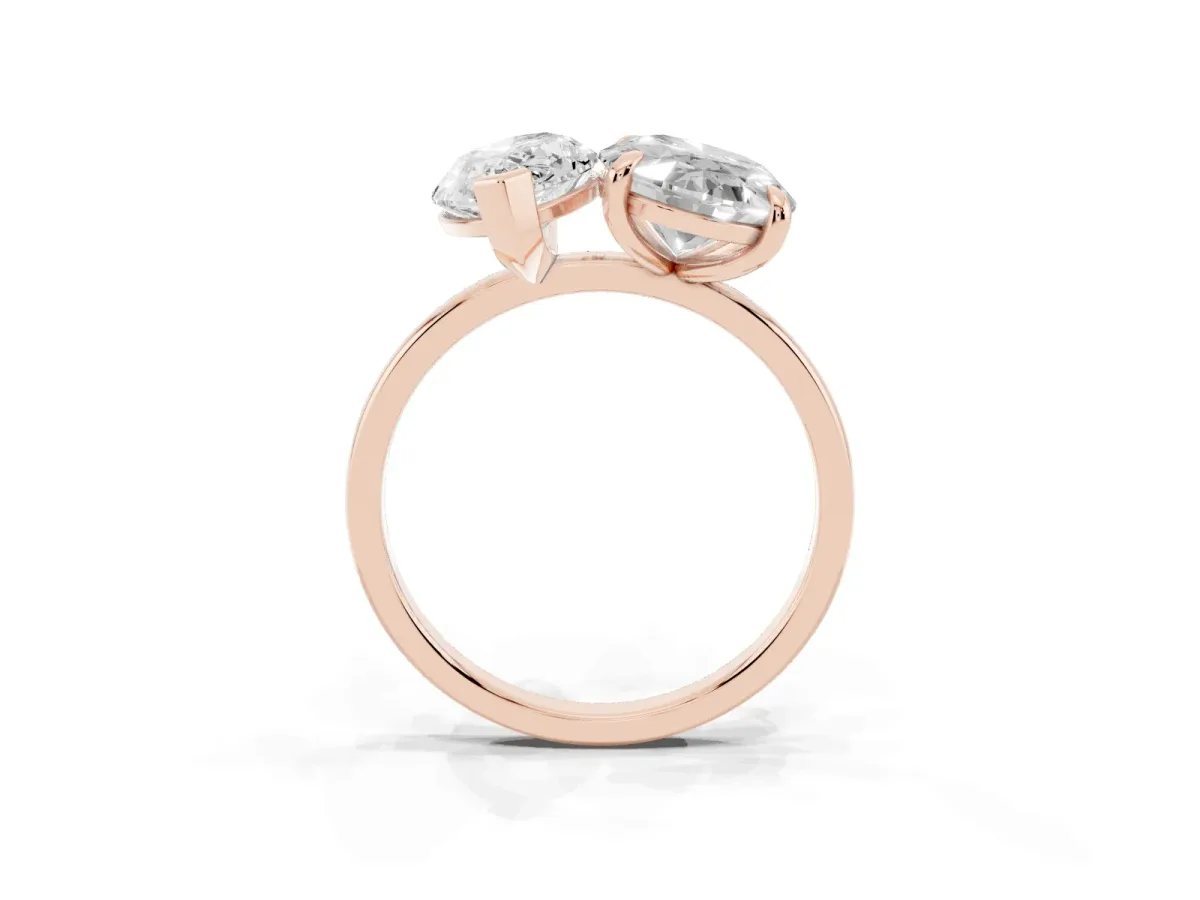 Oval and Marquise Toi Moi Ring with Prong Setting and Plain Band Rose gold