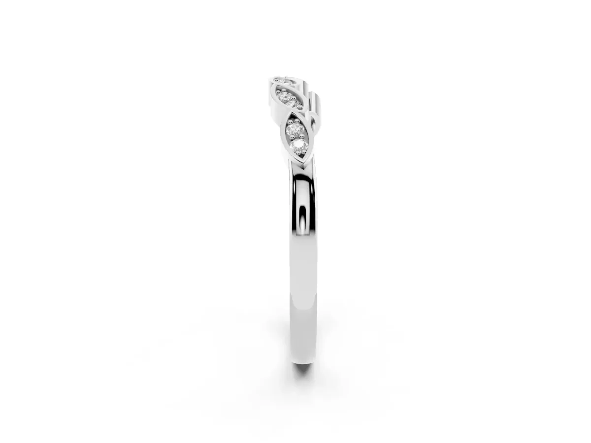 Marquise Diamond Leaf Eternity Band with Bezel Setting White gold