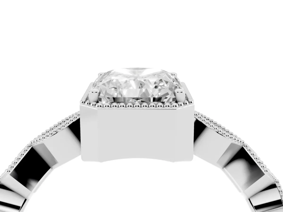 Radiant Cut Milgrain Marquise Diamond Twist Band Ring Silver