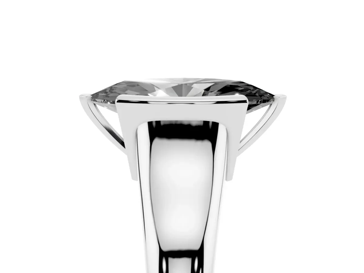 Fancy Black Marquise Cut Solitaire Tension Set Diamond Ring with Split Shank Band Platinum