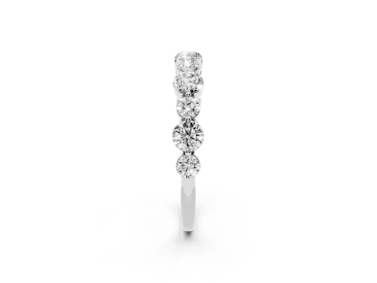 Round Diamond Scalloped Prong Set Eternity Band Platinum