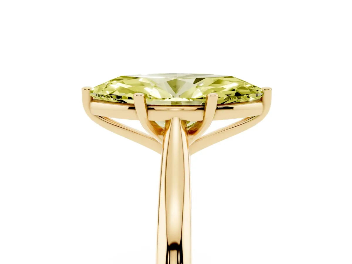 Fancy Yellow Marquise Cut Cut Solitaire Ring with Cathedral Band and Four-Prong Setting Yellow gold