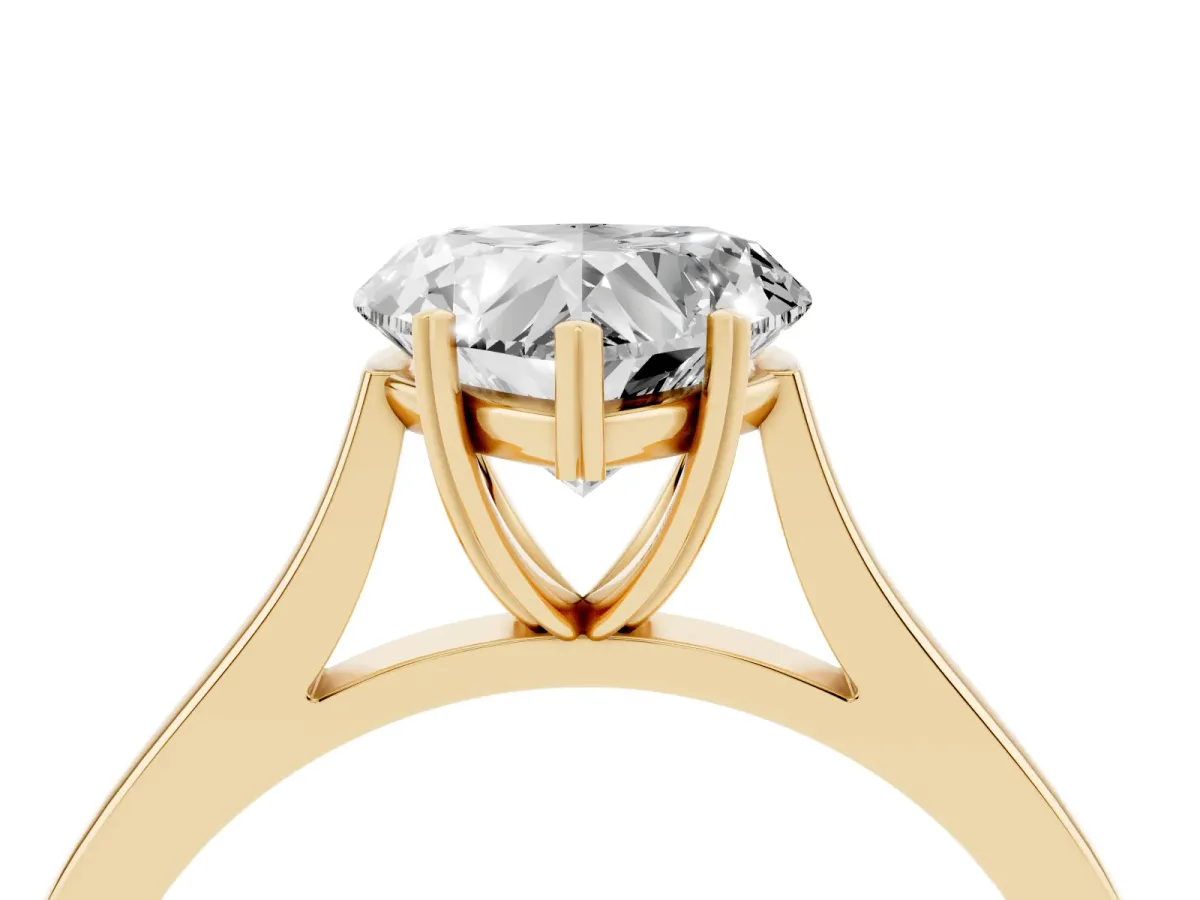 Heart Cut Solitaire Heart Prong Engagement Ring with Tapered Band Yellow gold