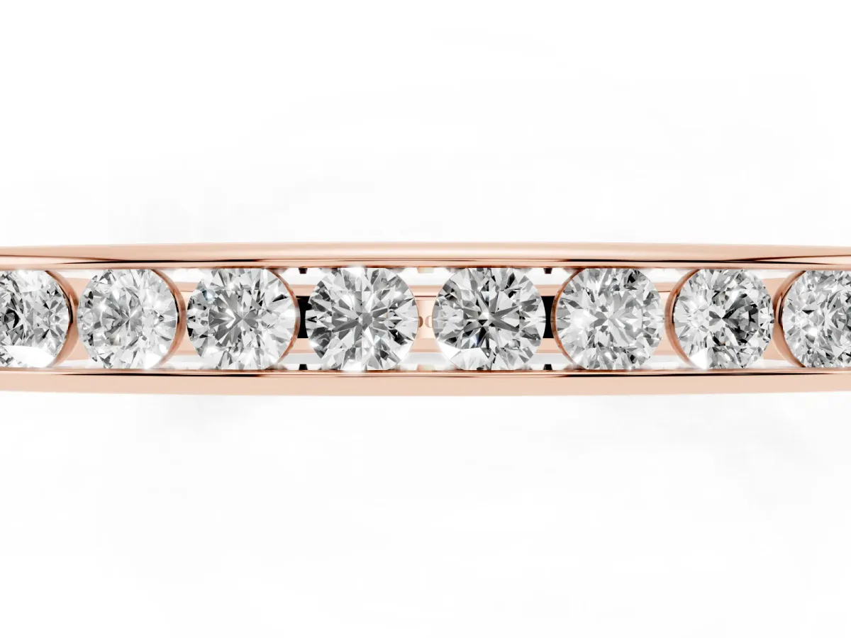 Channel Set Round Diamond Flat Band Rose gold