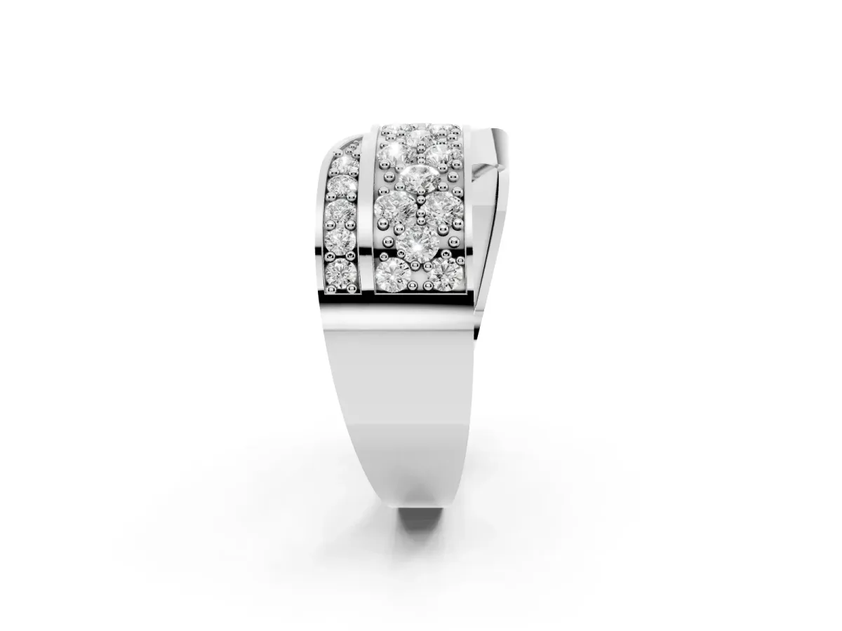 Pavé Round Diamond Crossover Band with Bead Prong Setting Platinum