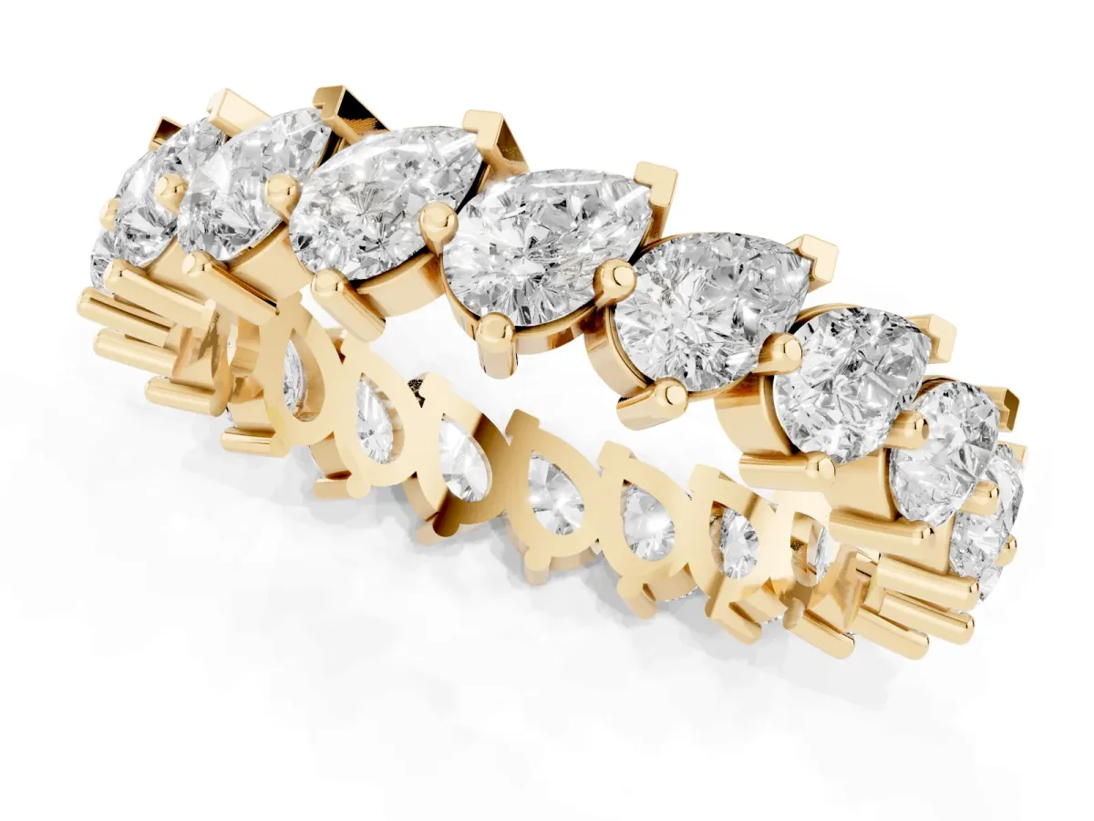 Pear Diamond Full Eternity Band with Shared Prong Setting Yellow gold