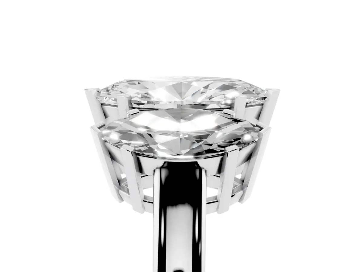 Three-Stone Marquise Cut Cut Diamond Ring with Channel Set Band and Four-Prong Setting Silver