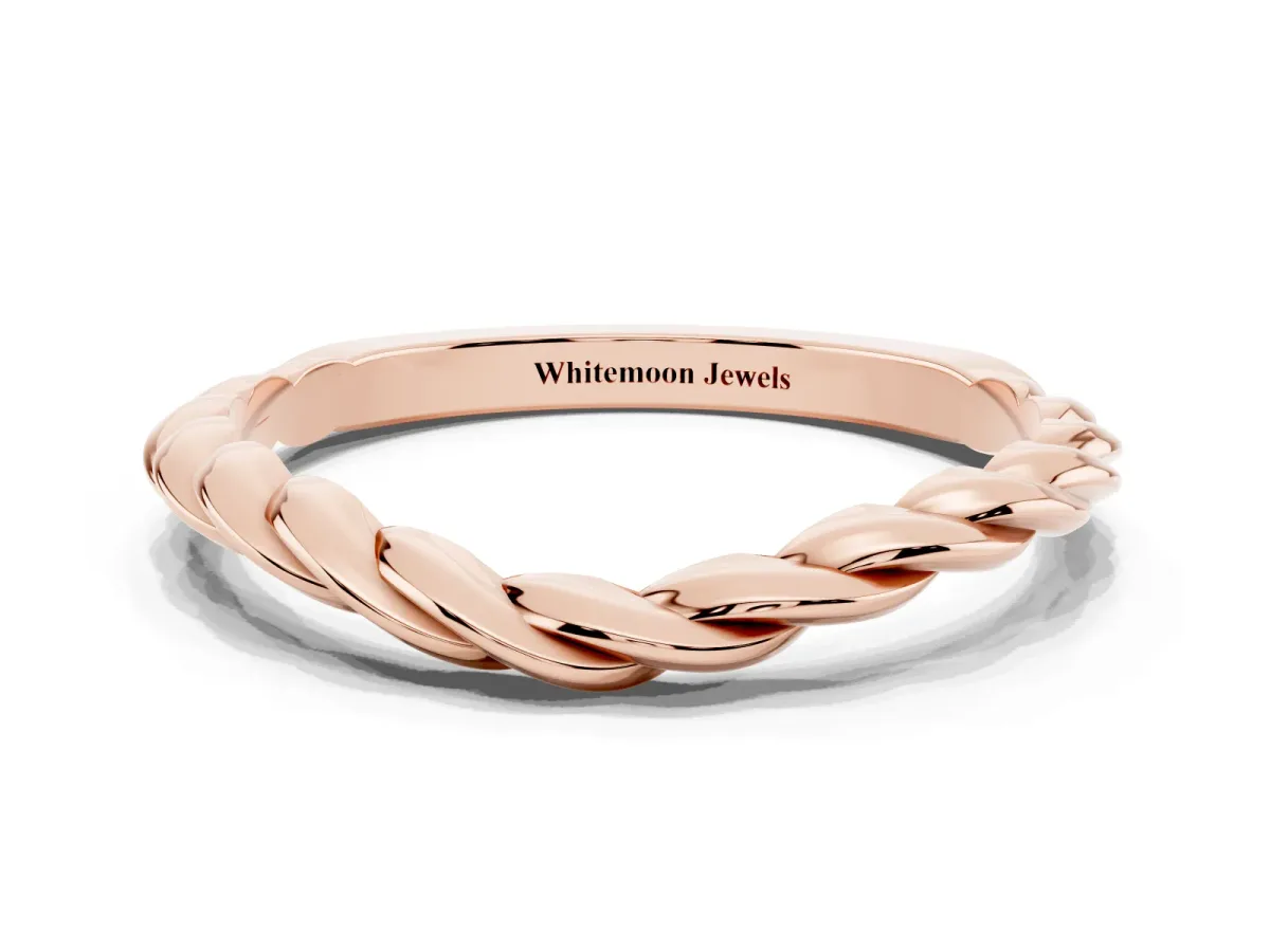 Marquise Diamond Twist Eternity Band with Bezel Setting Rose gold
