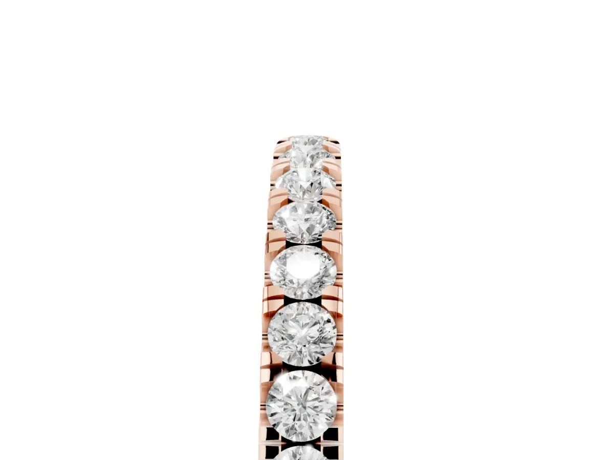 Round Diamond Classic Half Eternity Band with Shared Prong Setting Rose gold