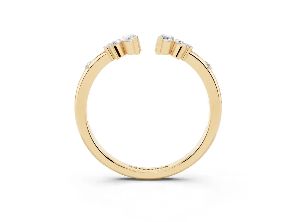 Open Marquise Cluster Diamond Band with Prong Setting Yellow gold
