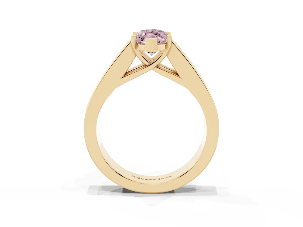 Fancy Pink Marquise Cut Cut Channel Set Solitaire Ring with Four-Prong Setting Yellow gold