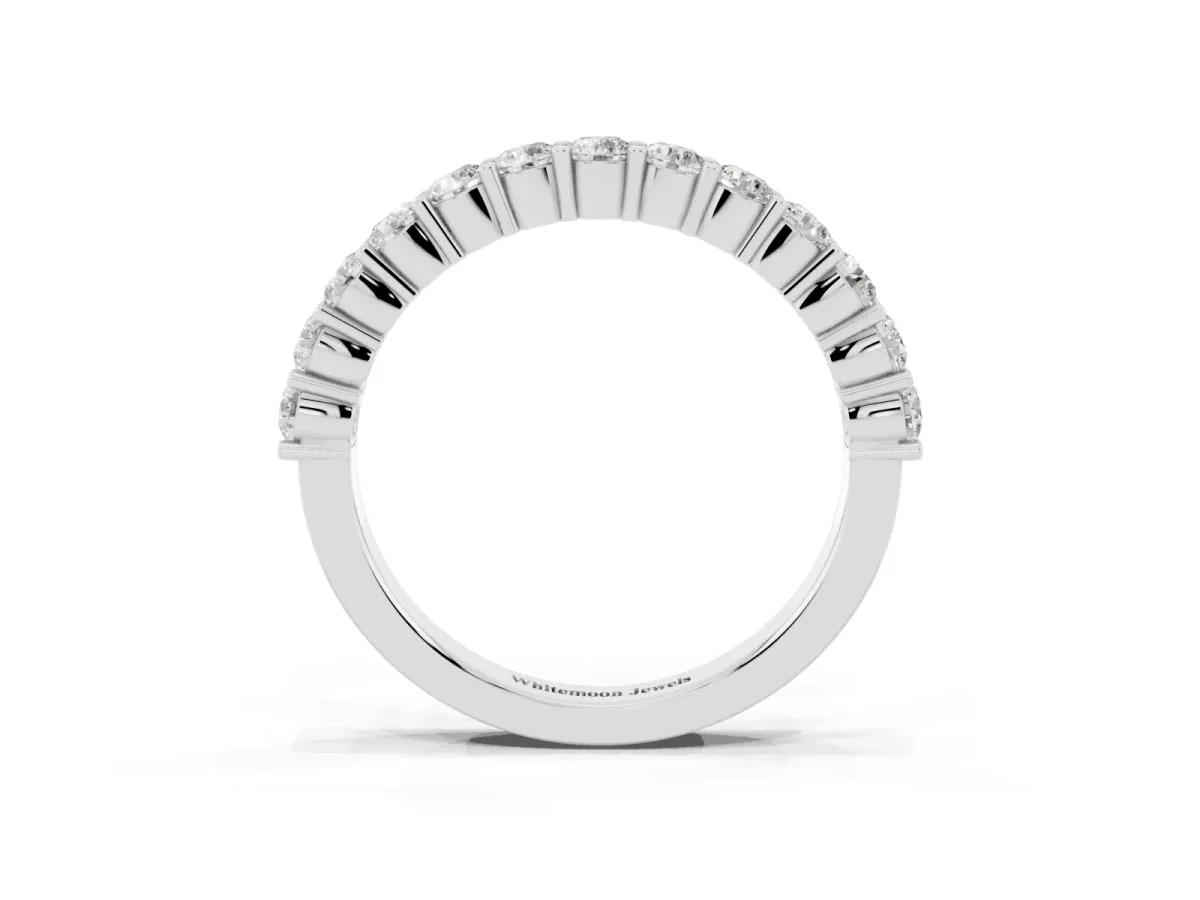 Alternating Round Diamond Promise Ring with Round Diamond Accents Silver