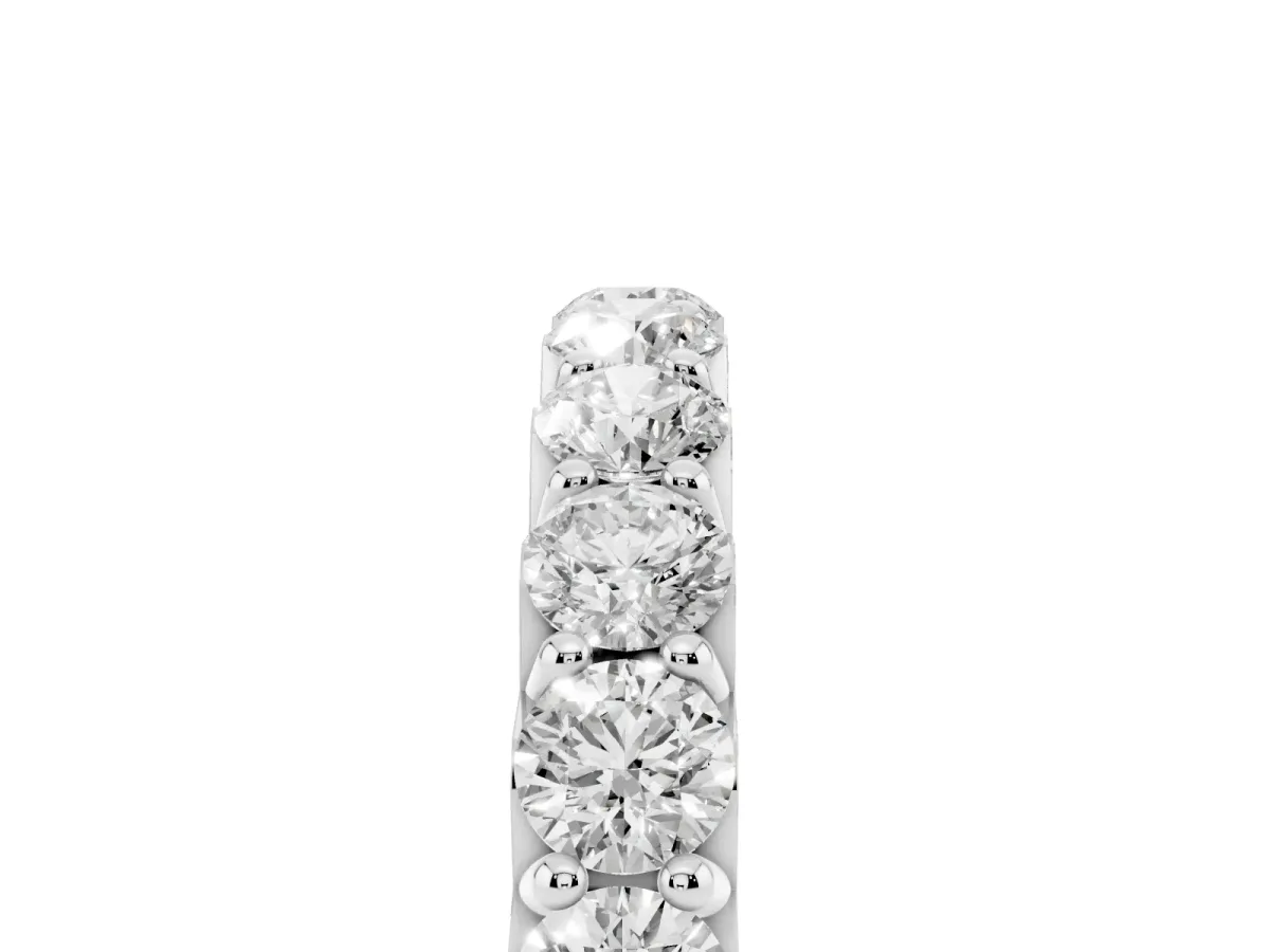 Round Diamond Half Eternity Band with Classic Prong Setting Silver