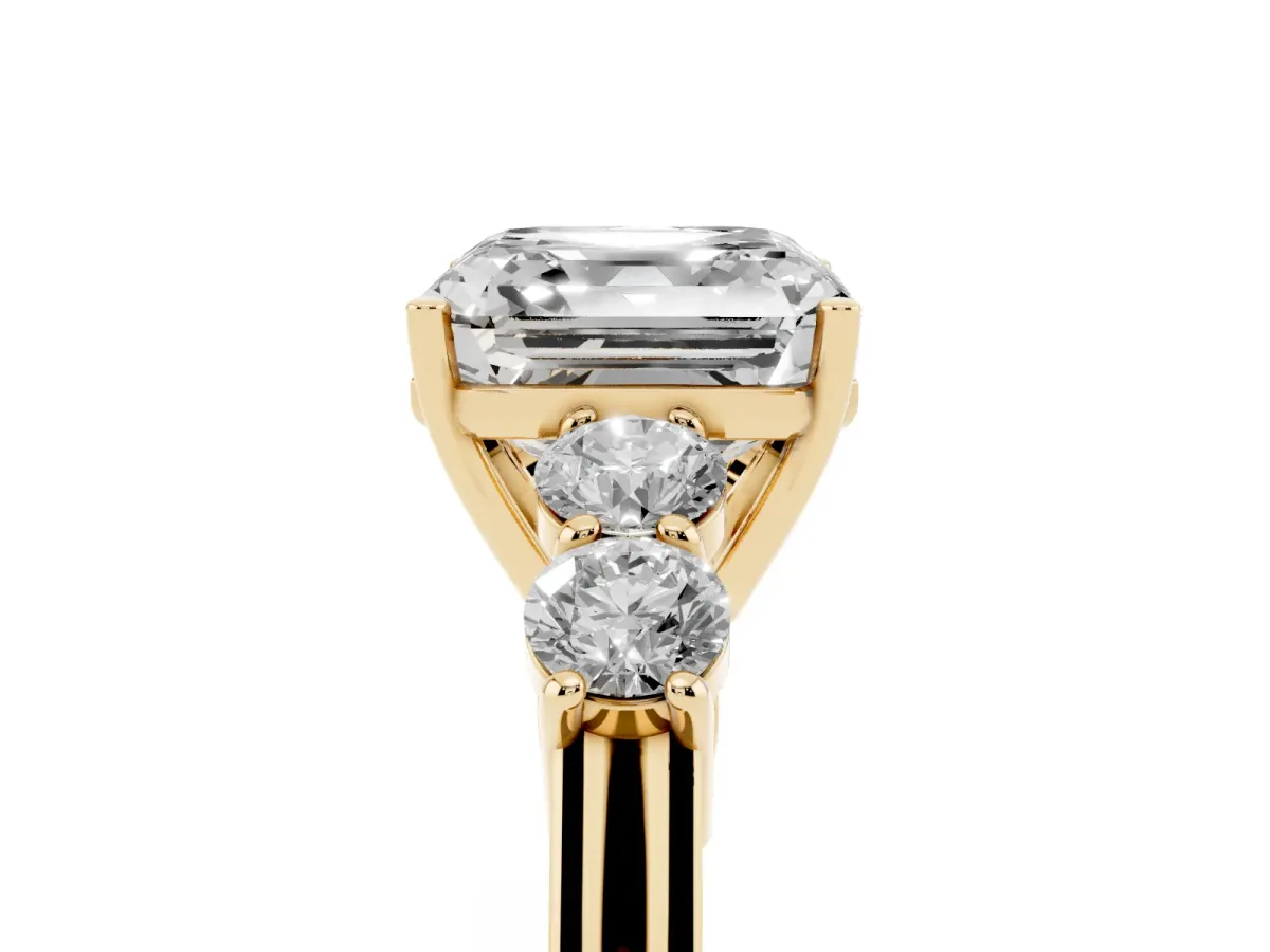 Asscher Cut Cut Diamond Five-Stone Prong Set White Gold Ring Yellow gold