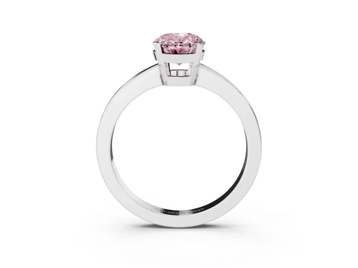 Fancy Pink Oval Cut Cut Solitaire Ring with Four-Prong Setting and Classic Band Silver