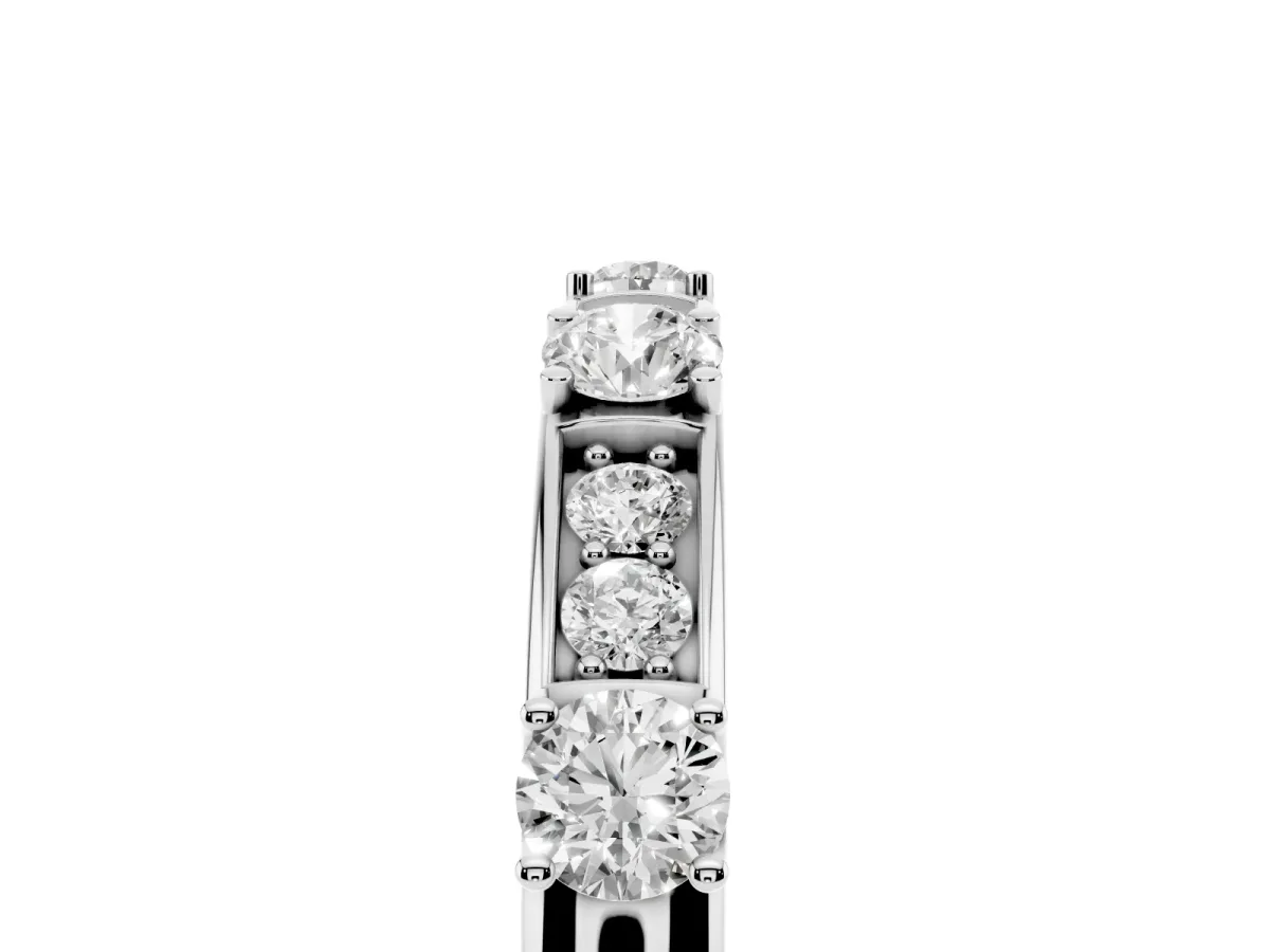 Round Diamond Channel Set Eternity Band with Prong Setting Silver