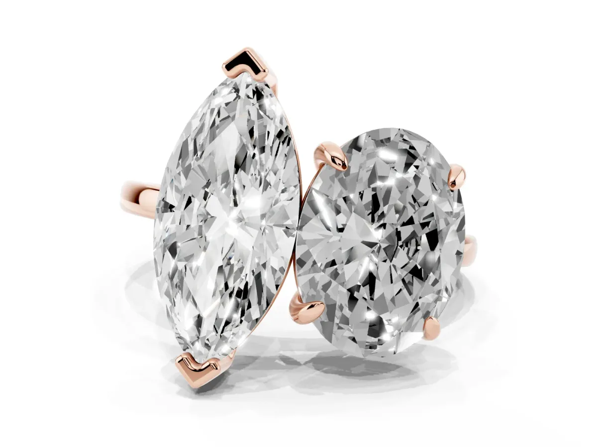 Oval and Marquise Toi Moi Ring with Prong Setting and Plain Band Rose gold