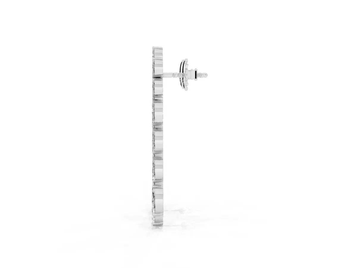 Marquise Diamond Linear Drop Earrings Silver