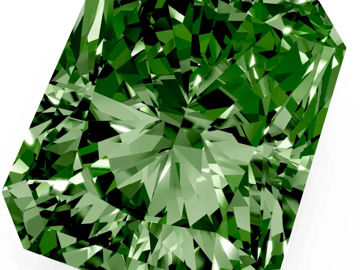 Fancy Green Radiant Cut Cut Pave Band Milgrain Solitaire Ring Silver