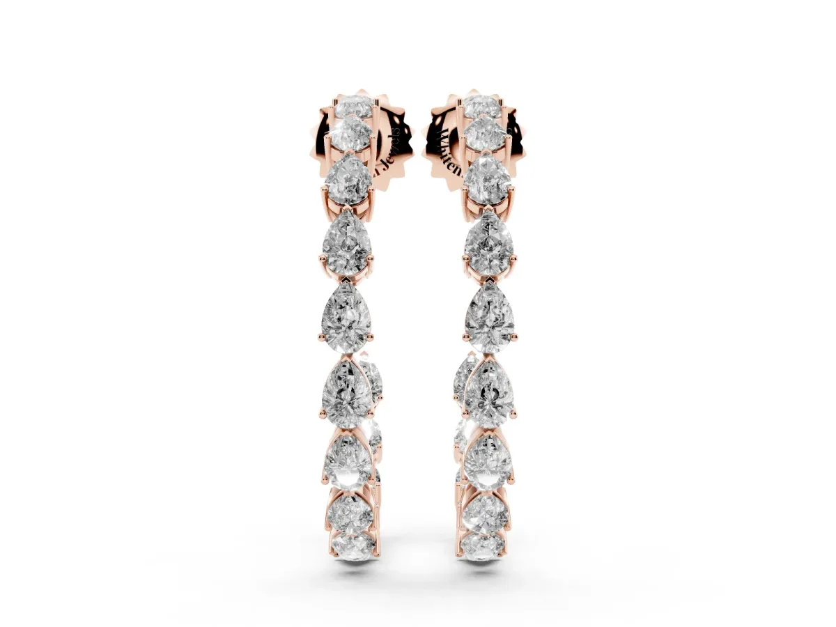 Pear Diamond Open Hoop Earrings Rose gold