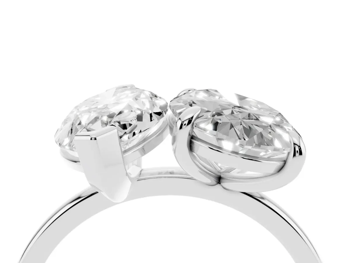 Oval and Marquise Toi Moi Ring with Prong Setting and Plain Band Platinum